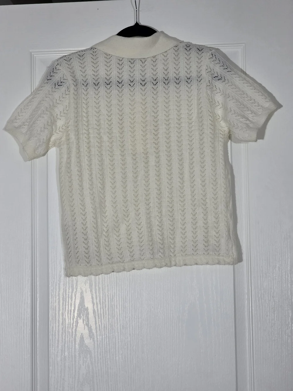 NWOT Zara Openwork Soft Polo Shirt - Beige Size M - Picture 5 of 9